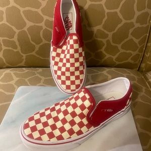 Red checker’d Vans